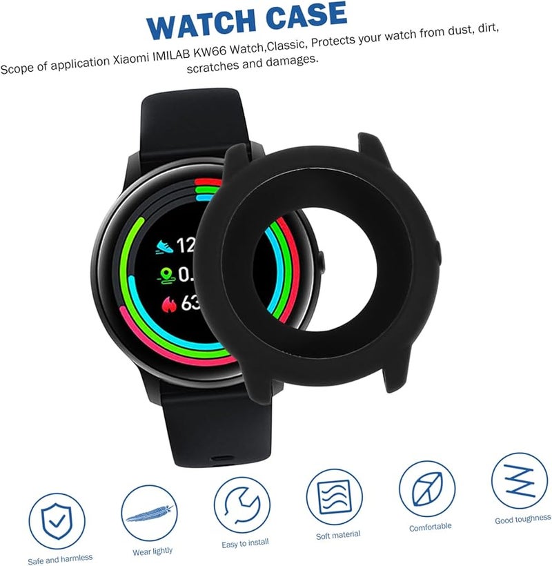 Silicone Protective Case Cover For Smartwatch With Screen Protector Black - Image 3